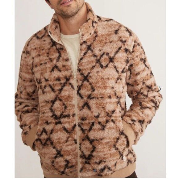 Marine Layer Other - Marine Layer NWT Mason Sherpa Full Zip Jacket In Tan Geo For Men's XL